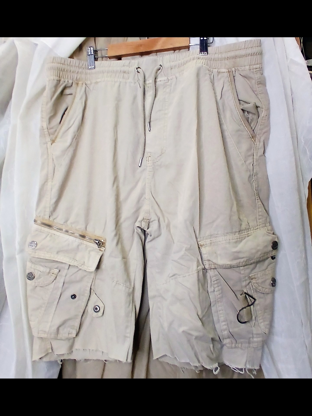 LG Men's Beige Cargo Shorts with Drawstring Waist